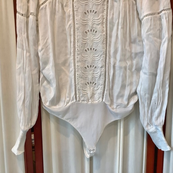 Free People Intimately Womens White Thong Bodysuit Embroidered Size XS - Picture 6 of 9